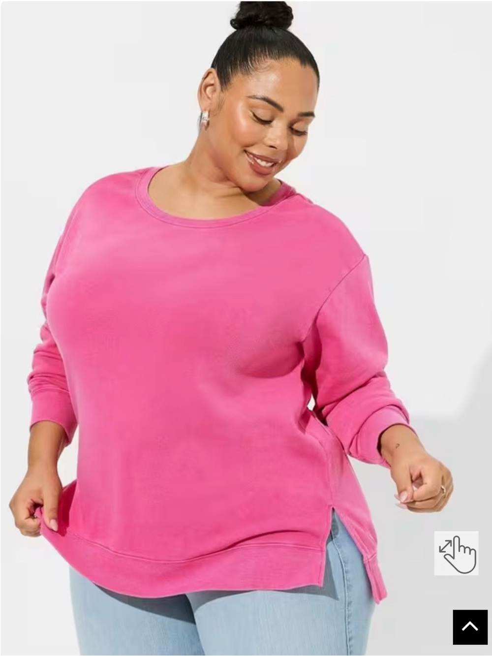 TORRID Cozy Fleece Step Hem Sweatshirt Pink Peacock Plus Size 5X